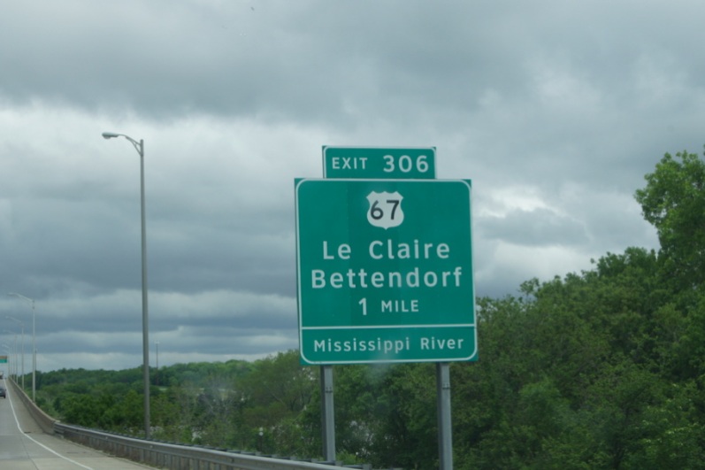 This sign is on the Illinois side of the Mississippi River. Le Claire is the location of Antique Archaeology on "American Pickers"