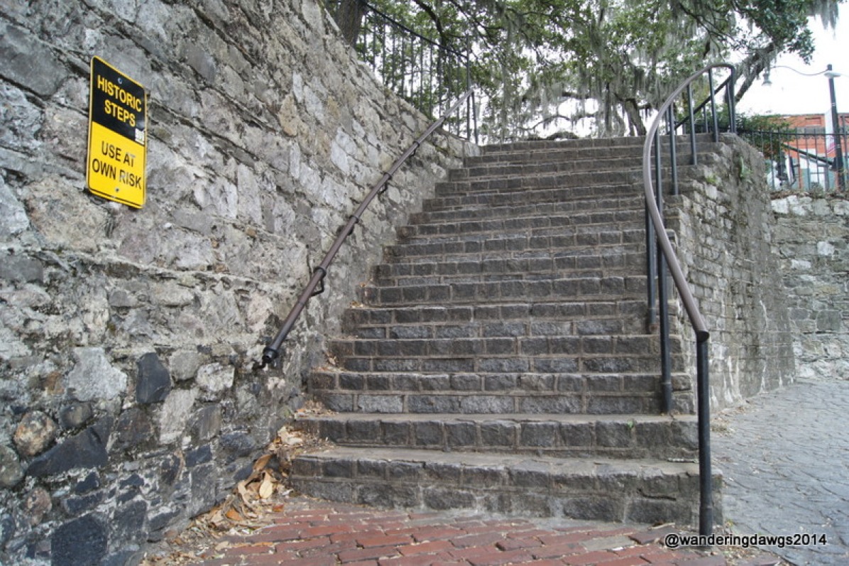Historic stone steps leading to River Street