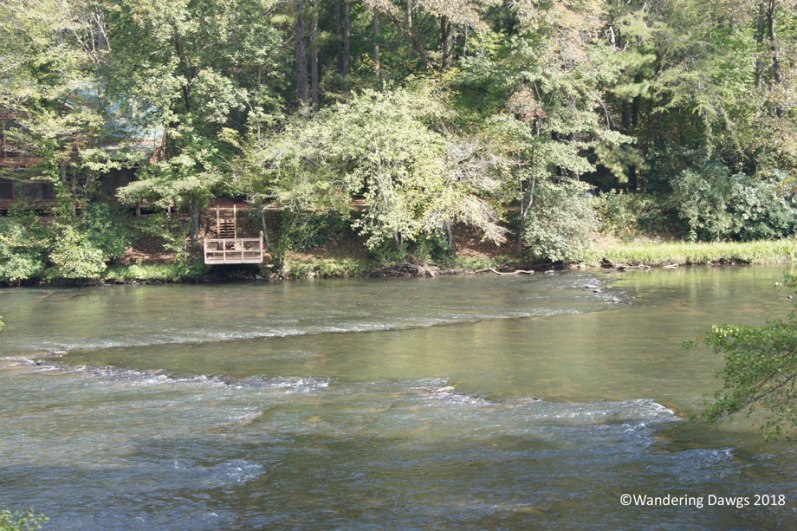 The V in the river is a fish trap made of piled rocks by Native Americans over 500 years ago